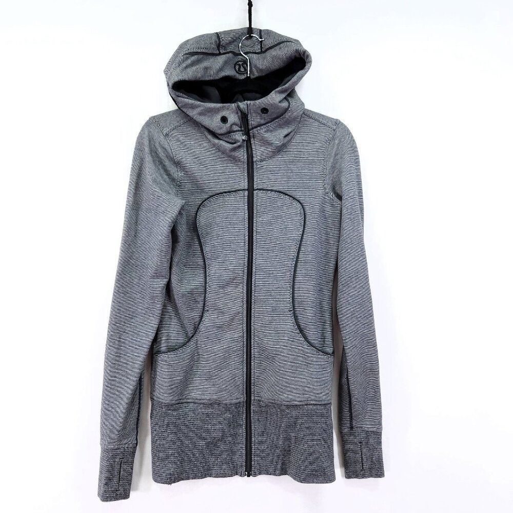Lululemon Live Simply Jacket Size 6 White Black Mircostripe
